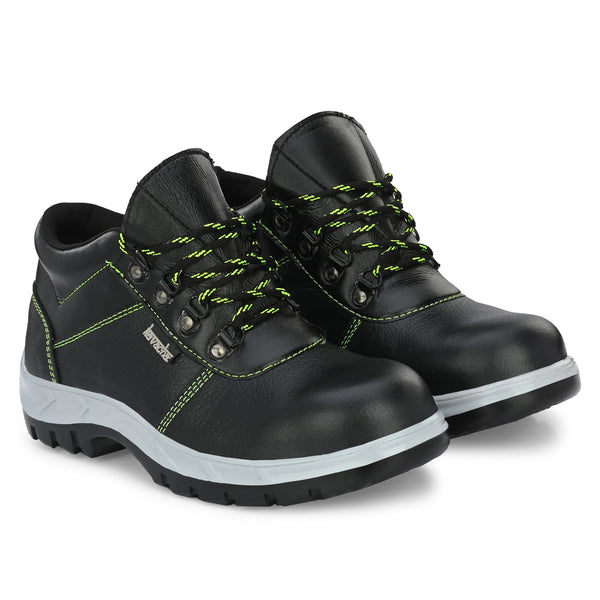 Kavacha Pure Leather Steel Toe Safety Shoe, S131 (Black)