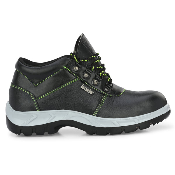 Kavacha Pure Leather Steel Toe Safety Shoe, S131 (Black)