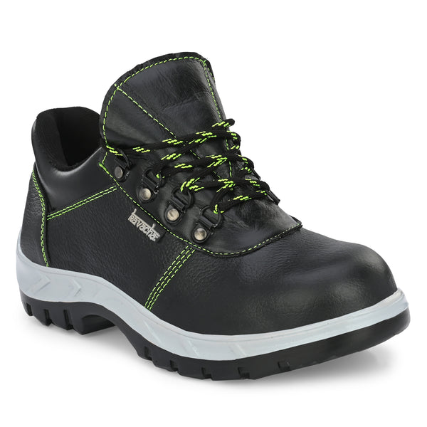 Kavacha Pure Leather Steel Toe Safety Shoe, S130 (Black)