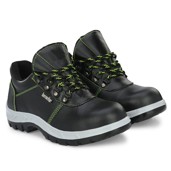 Kavacha Pure Leather Steel Toe Safety Shoe, S130 (Black)