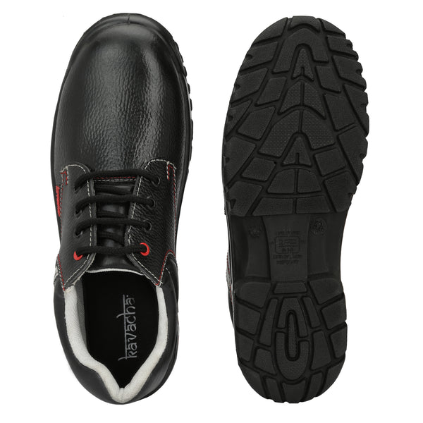Kavacha Genuine Leather Safety Shoe Gravity with Memory Foam (Sale@349)