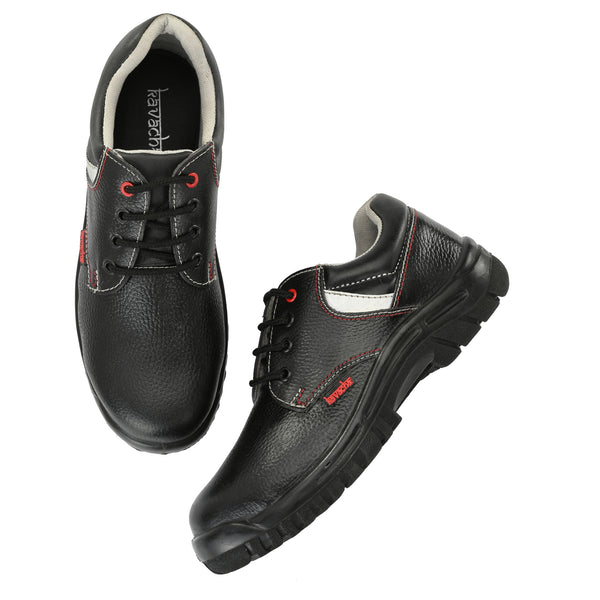 Kavacha Genuine Leather Safety Shoe Gravity with Memory Foam (Sale@349)