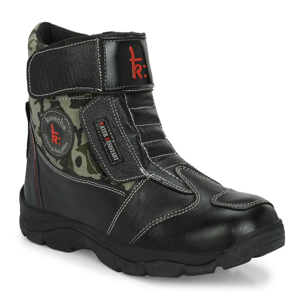 Kavacha Wolf Green 8 inch Long Motorcycling Boot / Water Resistant / Rubber sole ( with Gear Shifter )