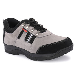 Kavacha Suede Leather Steel Toe Safety Shoe R 502 Grey Rubber Sole (Plus Size)