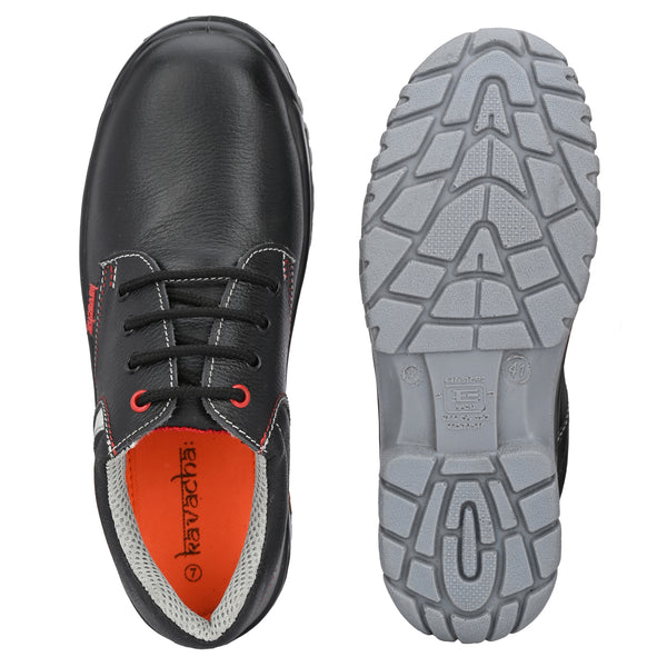 Kavacha Gravity Steel Toe Genuine Leather Double Density Safety Shoe (Grey) (Sale@349)