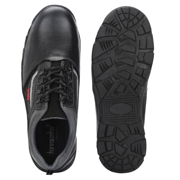 Kavacha Steel Toe Safety Shoe s223 with Pure Leather Upper and Foam Comfort & Rubber Sole (Plus Size)