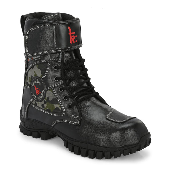 Kavacha Bullet 8 inch Long Motorcycling Boot / Water Resistant / Rubber sole ( with Gear Shifter ) (Green)