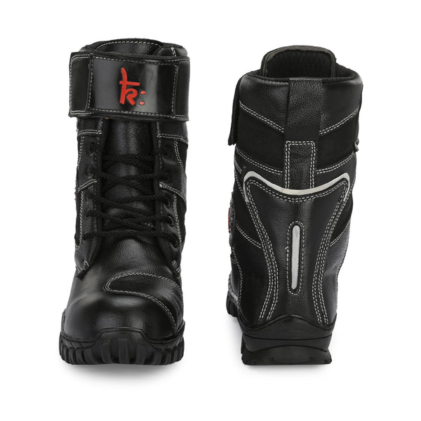 Kavacha Bullet 8 inch Long Motorcycling Boot / Water Resistant / Rubber sole ( with Gear Shifter ) (Black)