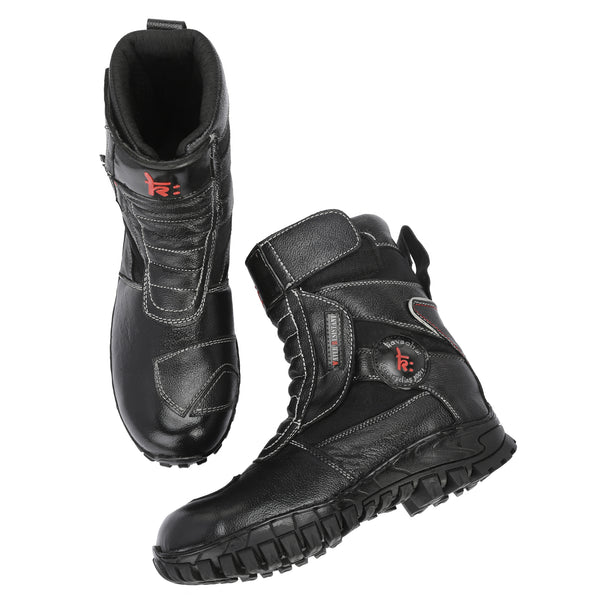 Kavacha Classic 8 inch Long Motorcycling Boot / Water Resistant / Rubber sole ( with Gear Shifter ) (Black)
