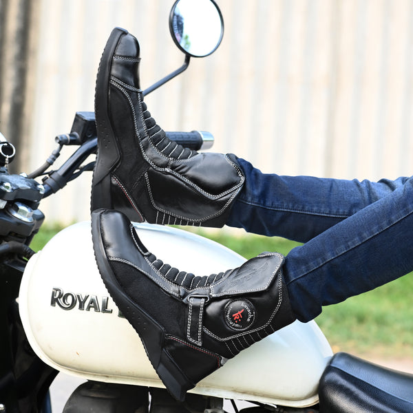 Kavacha Dominar 8 inch Long Motorcycling Boot / Water Resistant / Rubber sole ( with Gear Shifter )