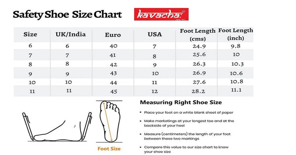 Kavacha Steel Toe Safety Shoe s223 with Pure Leather Upper and Foam Comfort & Rubber Sole (Plus Size)