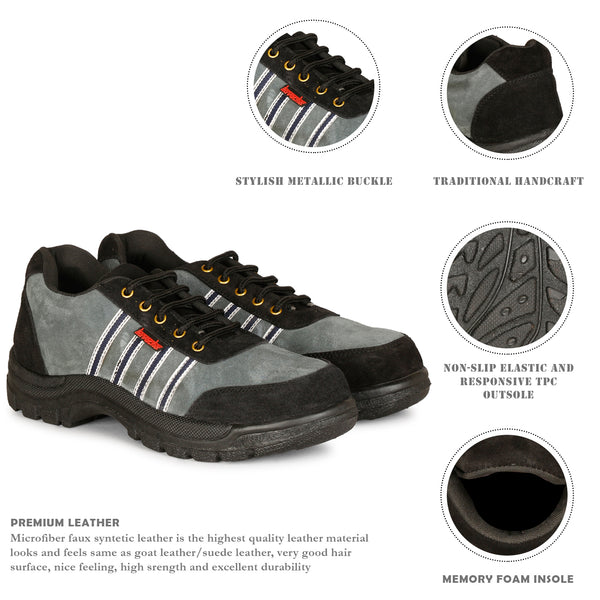 Kavacha Suede Leather Steel Toe Safety Shoe S75 PVC Sole (Sale@349)