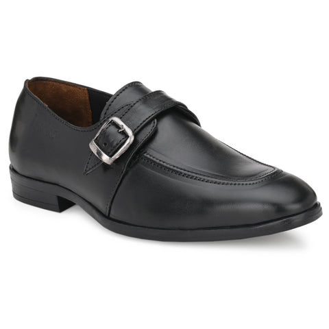 Pure Leather , Italic designed formal Shoe , S806 Monk Strap Shoe For Men  (Black)