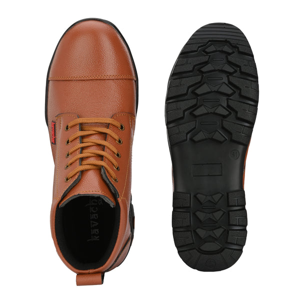 Kavacha Pure Leather Police Shoe SG 904 With PU (Polyurethane) Sole (Tan)