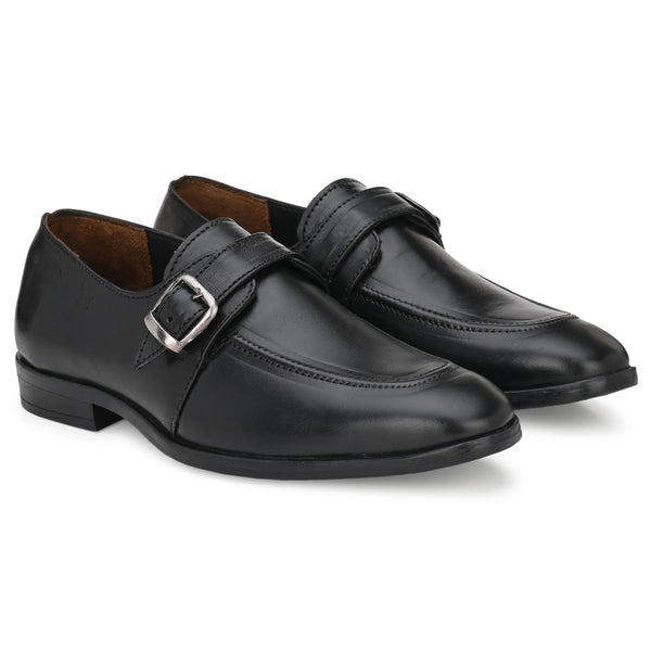 Pure Leather , Italic designed formal Shoe , S806 Monk Strap Shoe For Men  (Black)