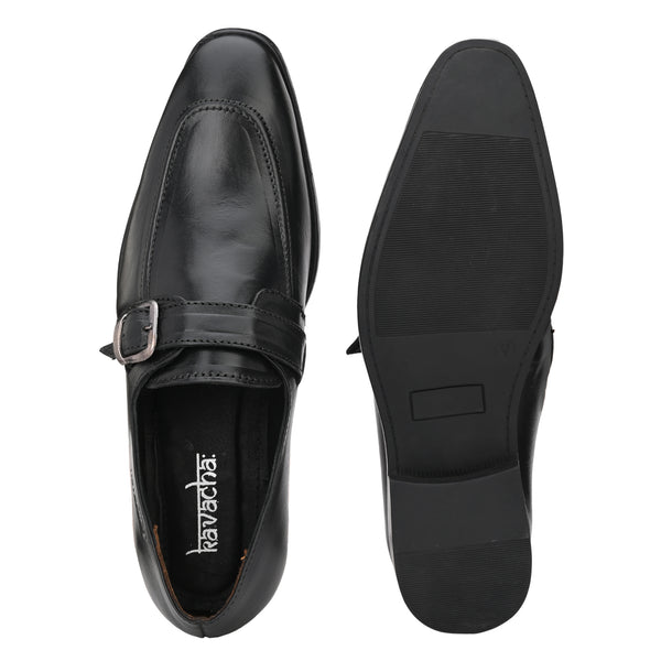 Pure Leather , Italic designed formal Shoe , S806 Monk Strap Shoe For Men  (Black)