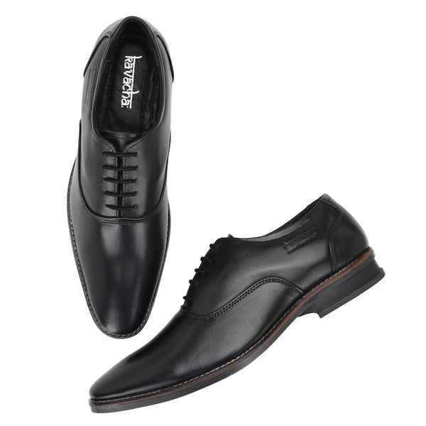 Pure Leather , Italic designed formal Shoe , S807 Lace up Shoes For Men  (Black)