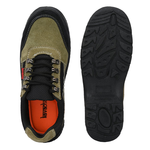 Kavacha Suede Leather Steel Toe Safety Shoes 501 PVC Sole (Sale@349)