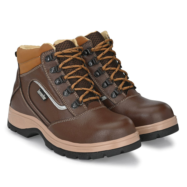 Kavacha Pure Leather Steel Toe Safety Shoe, S120 (Brown)