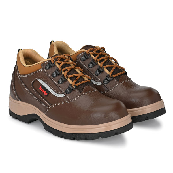 Kavacha Pure Leather Steel Toe Safety Shoe, S122 (Brown)