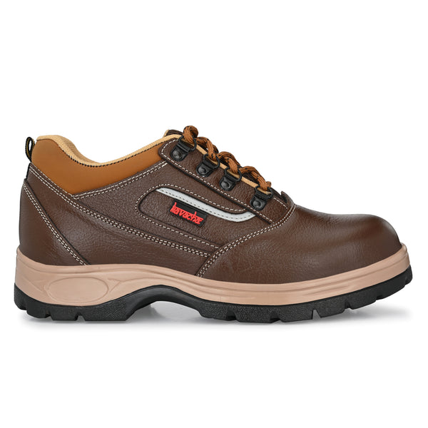 Kavacha Pure Leather Steel Toe Safety Shoe, S122 (Brown)