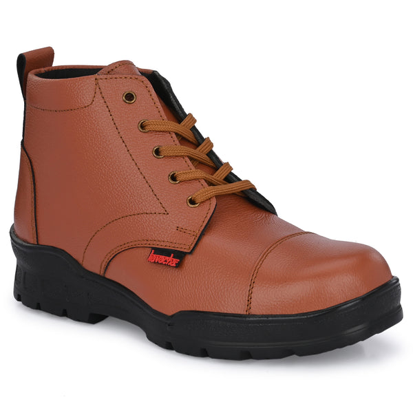 Kavacha Pure Leather Police Shoe SG 907 With Chain and PU Sole (Brown)