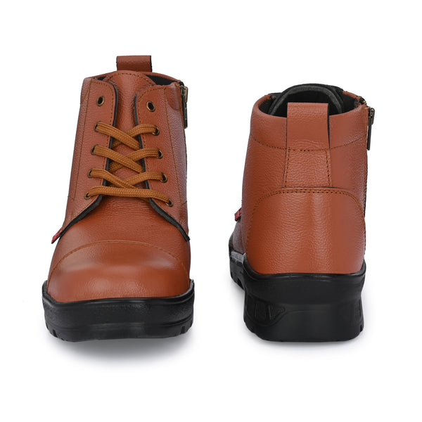 Kavacha Pure Leather Police Shoe SG 907 With Chain and PU Sole (Brown)