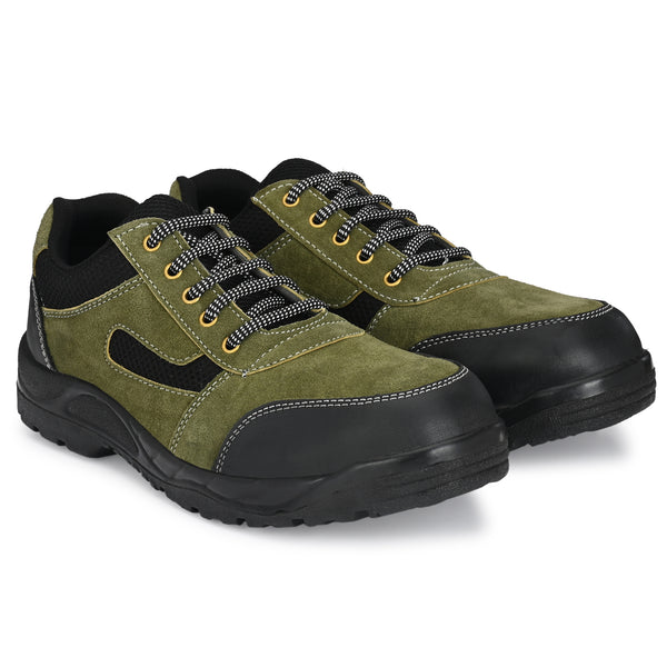 Kavacha Panther Olive Steel Toe Suede Leather Safety Shoe PU Sole (Sale@349)