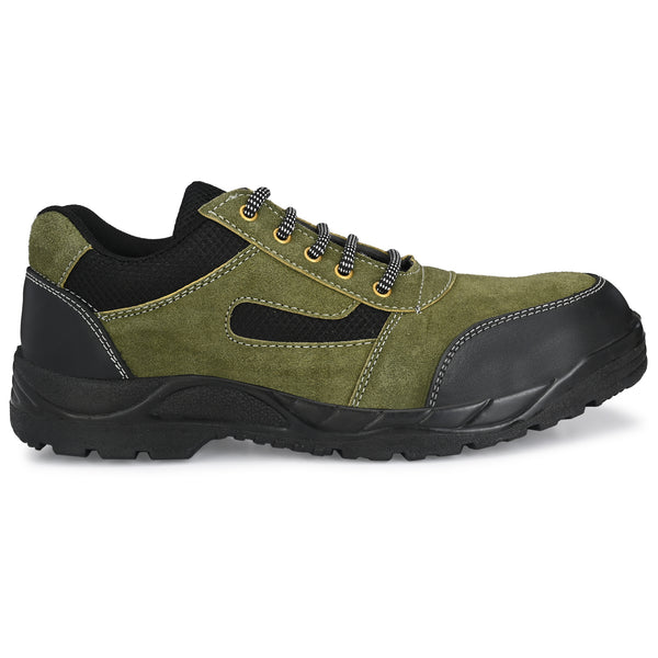 Kavacha Panther Olive Steel Toe Suede Leather Safety Shoe PU Sole (Sale@349)