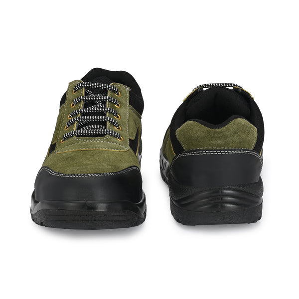 Kavacha Panther Olive Steel Toe Suede Leather Safety Shoe PU Sole (Sale@349)