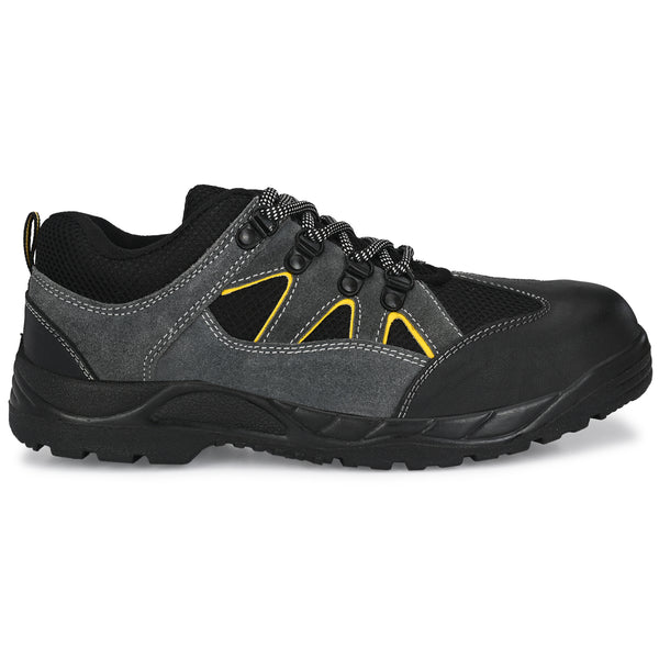 Kavacha Rhino Grey Steel Toe Genuine Leather Safety Shoe PU Sole (Sale@349)