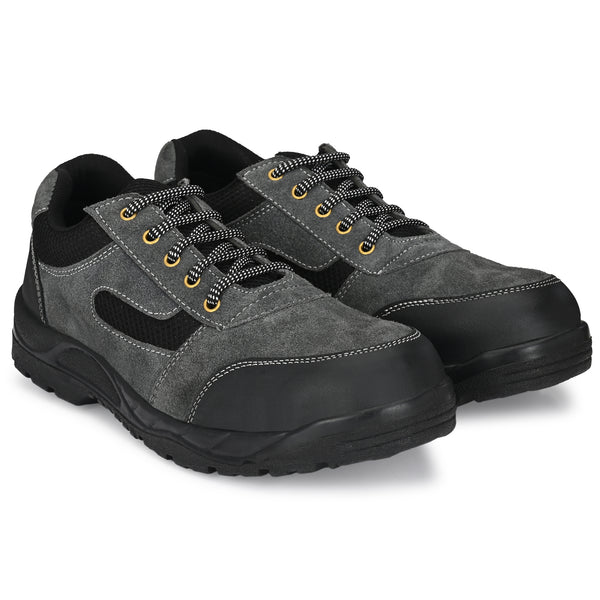 Kavacha Panther Grey Suede Leather Steel Toe Safety Shoe PU Sole (Sale@349)
