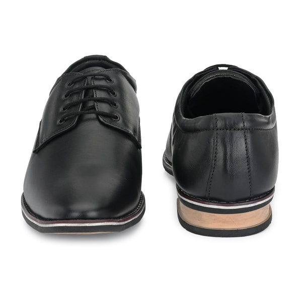 Kavacha Pure Leather, Italic designed Derby Formal Shoes For Men S827 (Black)