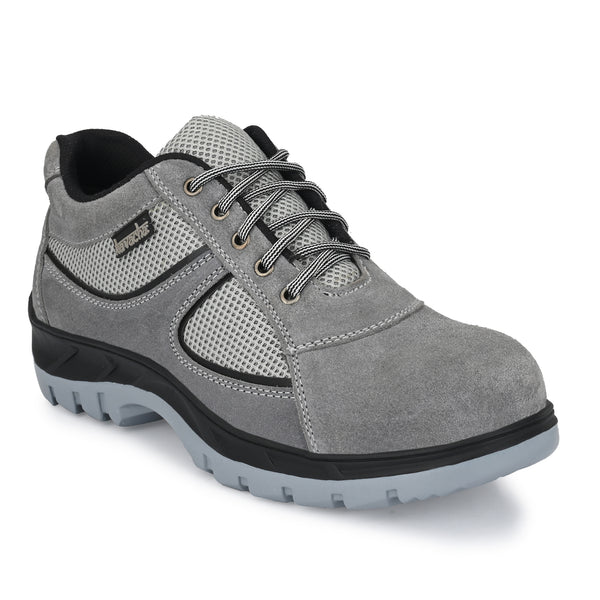 Kavacha Suede Leather Steel Toe Safety Shoe , S111 (Grey)