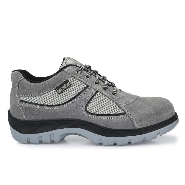 Kavacha Suede Leather Steel Toe Safety Shoe , S111 (Grey)