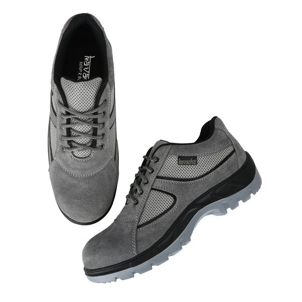 Kavacha Suede Leather Steel Toe Safety Shoe , S111 (Grey)