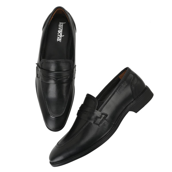 Kavacha Pure Leather , Italic designed formal Shoe , S823 Slip On Shoes For Men (Black)