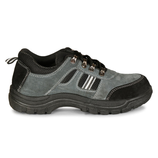 Kavacha Suede Leather Steel Toe Safety Shoe R 502 Grey PVC Sole (Sale@349)