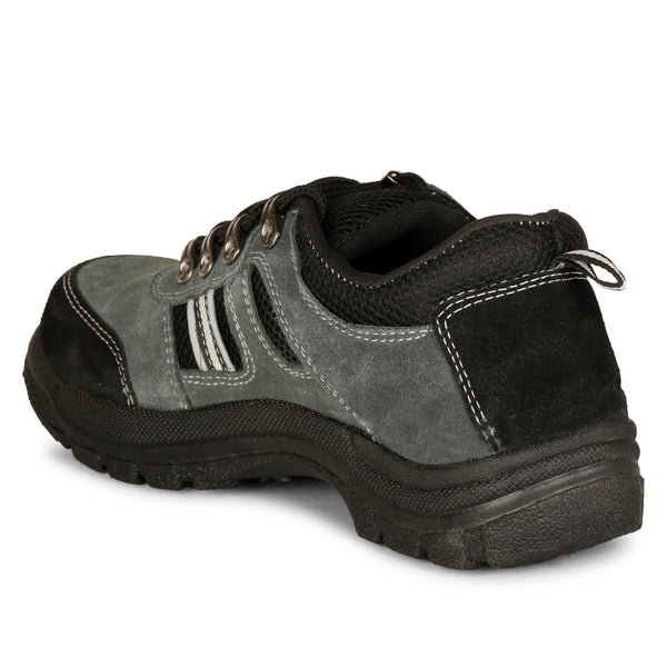 Kavacha Suede Leather Steel Toe Safety Shoe R 502 Grey PVC Sole (Sale@349)