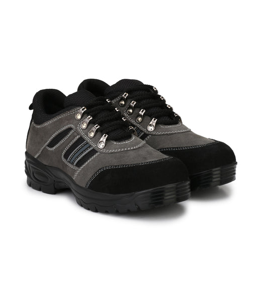 Kavacha Suede Leather Steel Toe Safety Shoe R 502 Grey PU Sole
