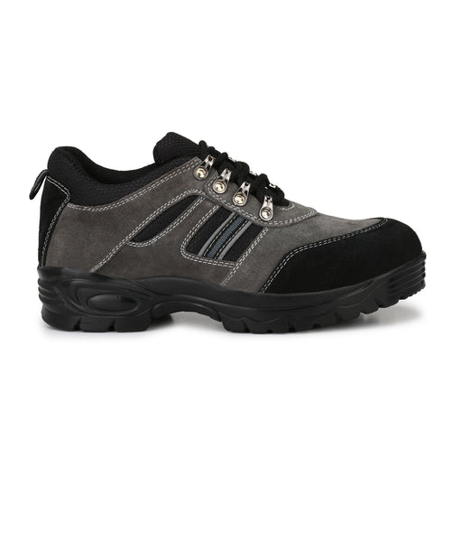 Kavacha Suede Leather Steel Toe Safety Shoe R 502 Grey PU Sole