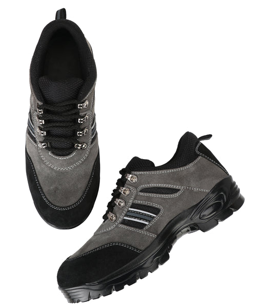 Kavacha Suede Leather Steel Toe Safety Shoe R 502 Grey PU Sole