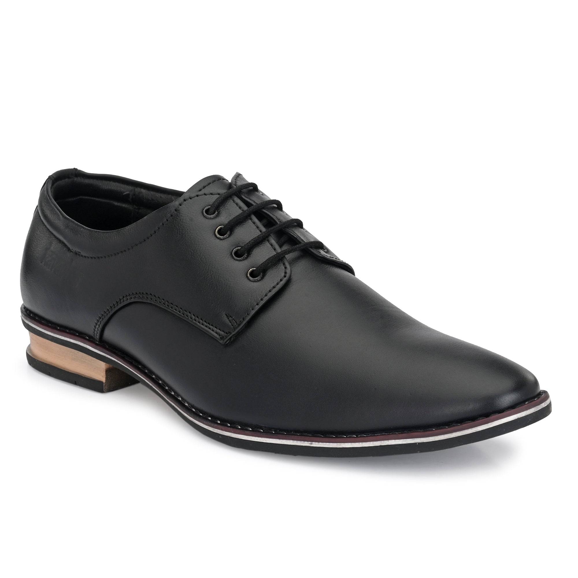 Kavacha Pure Leather, Italic designed Derby Formal Shoes For Men S827 (Black)